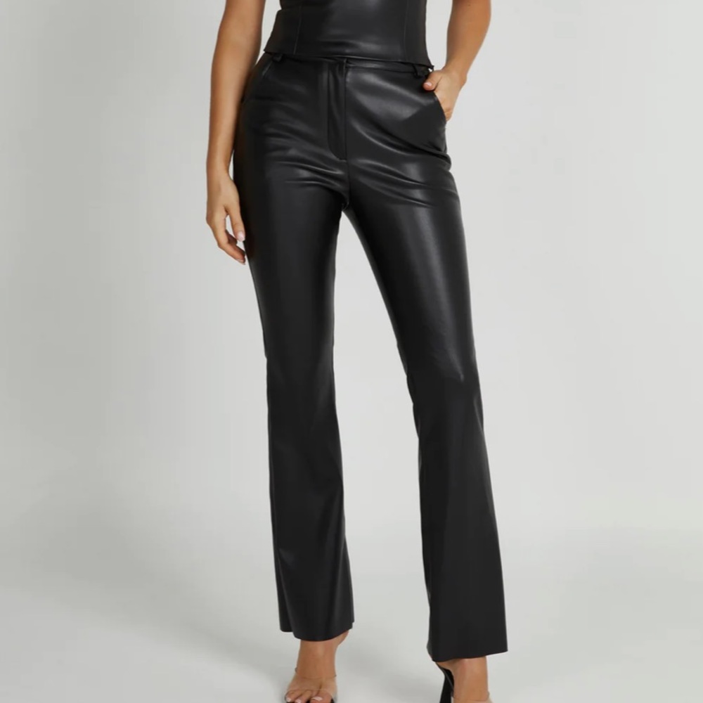 NWT Meshki Tyra Straight Leg Black Leather Pants